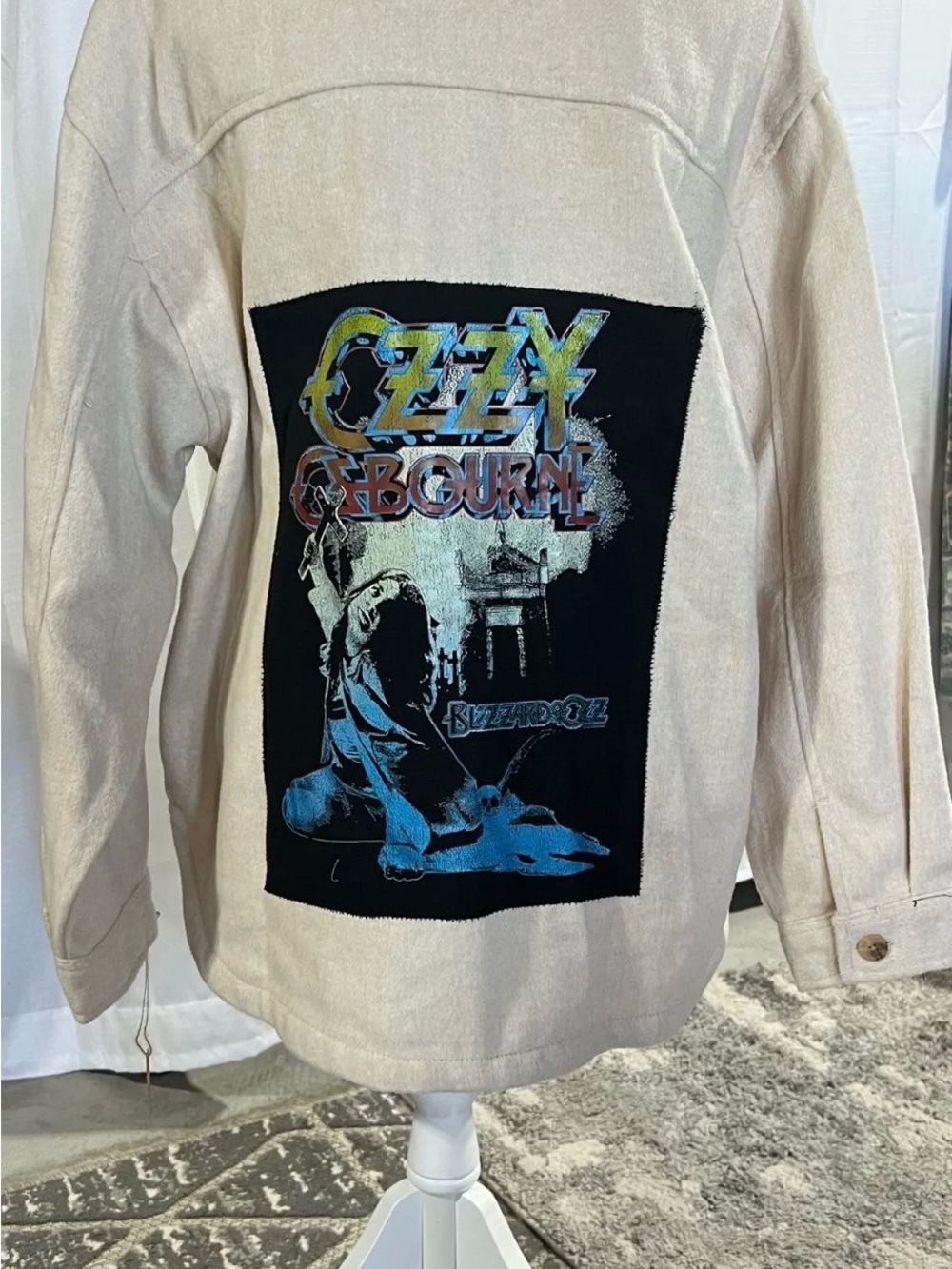 Ozzy Osbourne Beige Graphic Hoodie Jacket